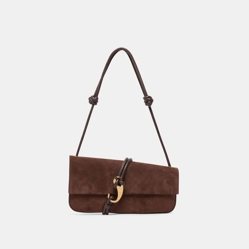 Alice Shoulder Bag Chocolate Suede 1