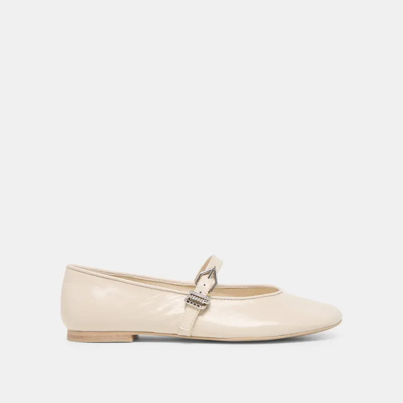 Alizza Ballet Flats Creme Crinkle Patent 1