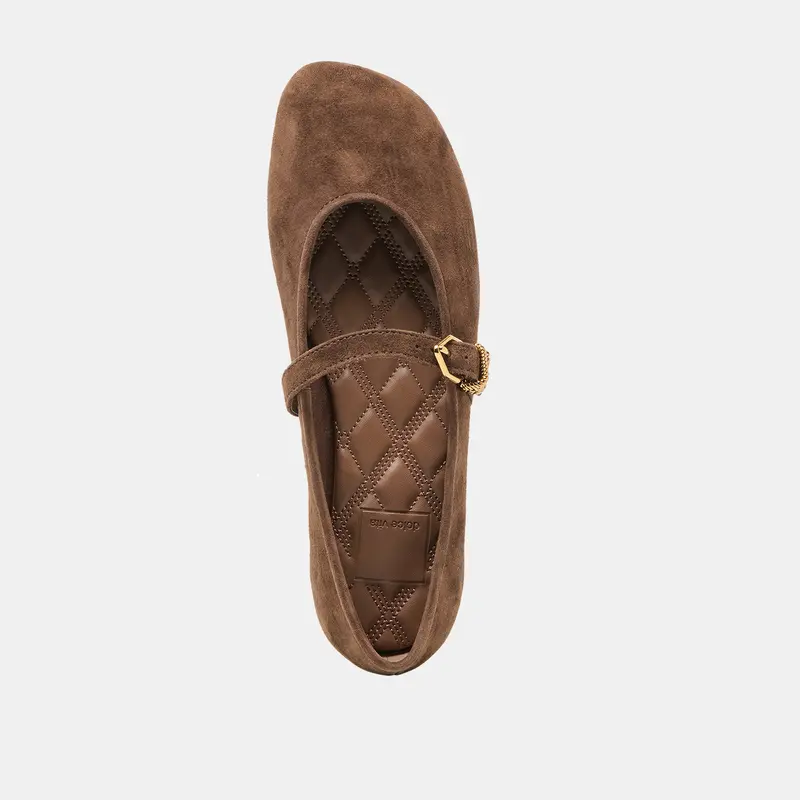 Alizza Ballet Flats Dk Brown Suede 11