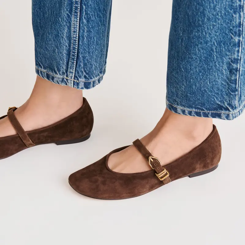 Alizza Ballet Flats Dk Brown Suede 2