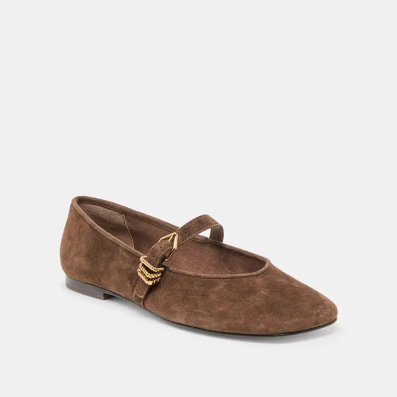 Alizza Ballet Flats Dk Brown Suede 3