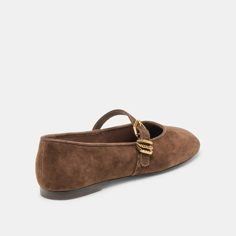 Alizza Ballet Flats Dk Brown Suede 5