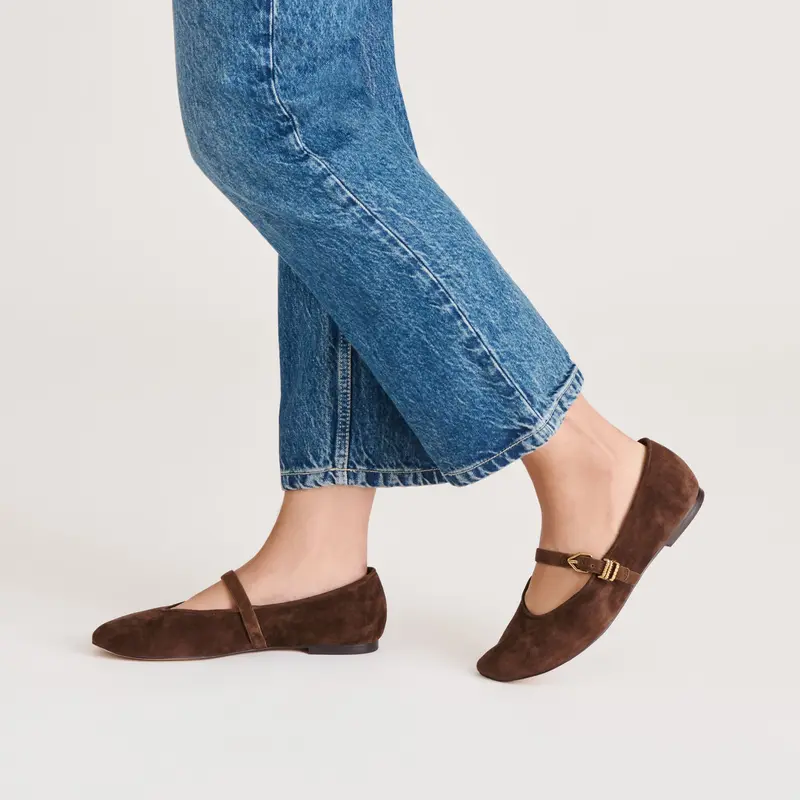 Alizza Ballet Flats Dk Brown Suede 6