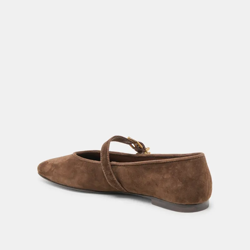 Alizza Ballet Flats Dk Brown Suede 8