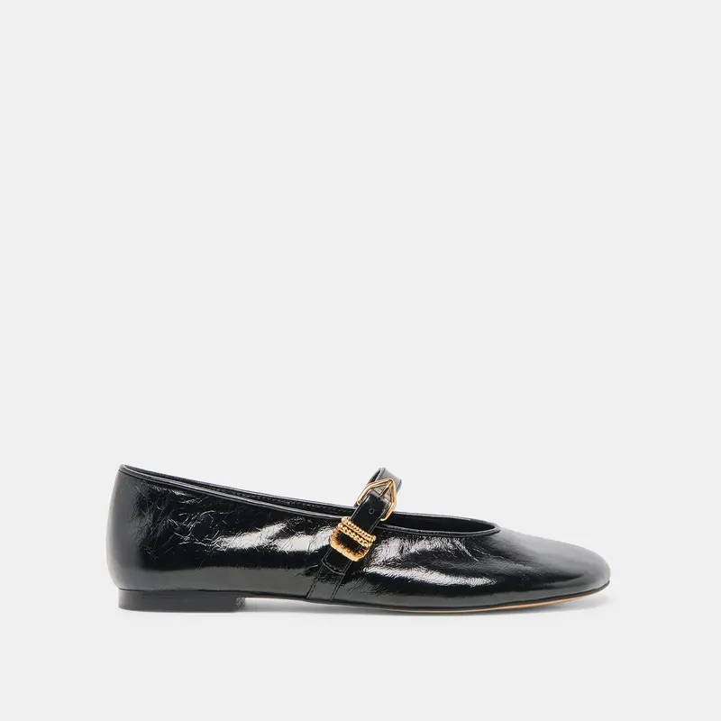 Alizza Ballet Flats Midnight Crinkle Patent 1