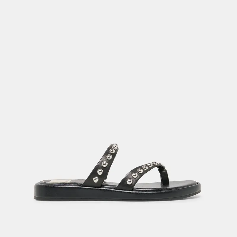 Amary Stud Sandals Black Leather 1