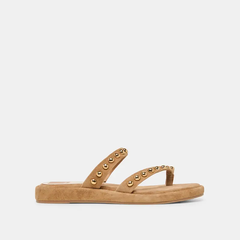 Amary Stud Sandals Lt Brown Suede 1