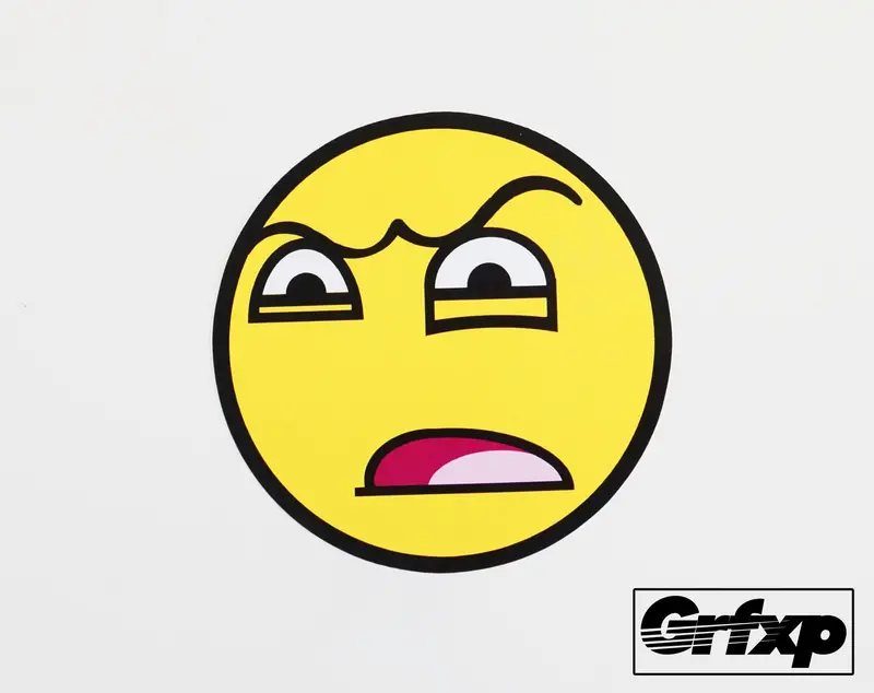 Angry Raised Eyebrows Smiley Printed Sticker 1