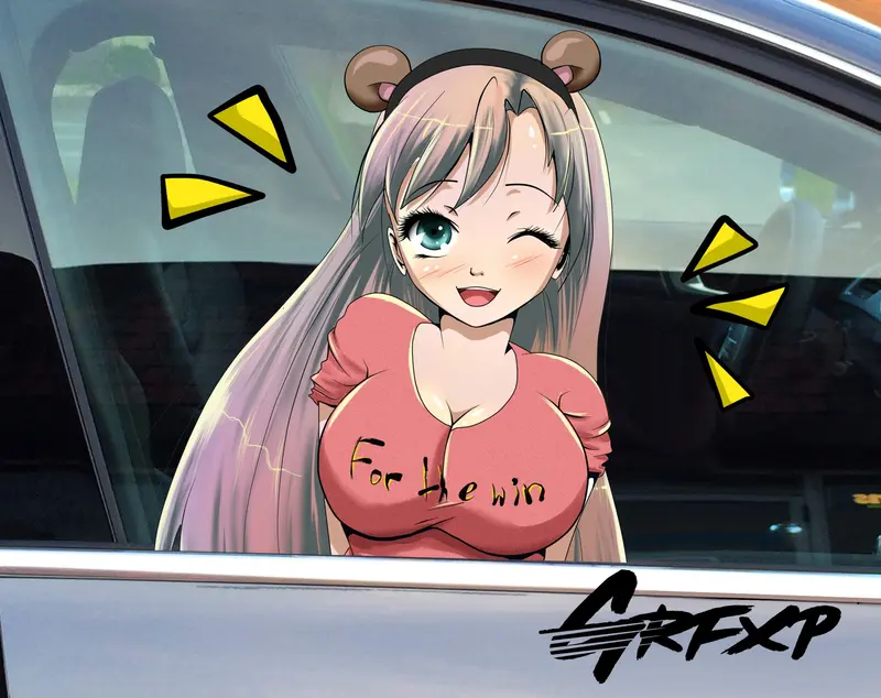 Anime Girl (For The Win) Passenger Window Graphic 1