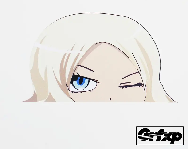Anime Girl Peeking & Winking Printed Sticker 1