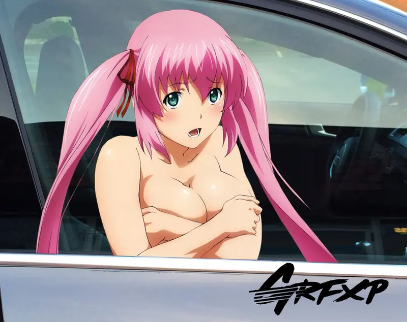 Anime Girl (Pink Hair) Passenger Window Graphic 1