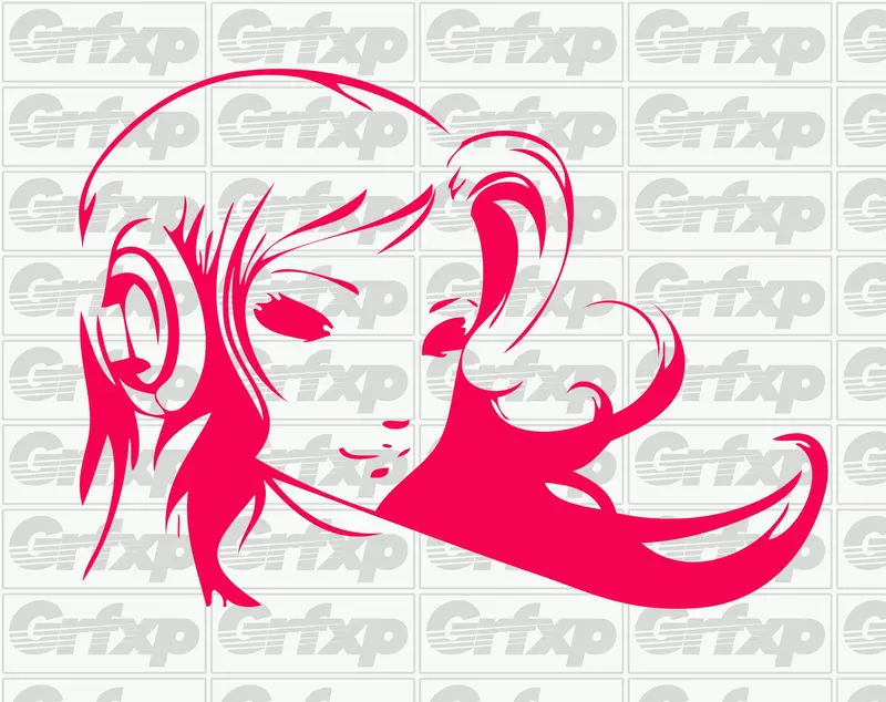 Anime Girl With Headphones Sticker 1