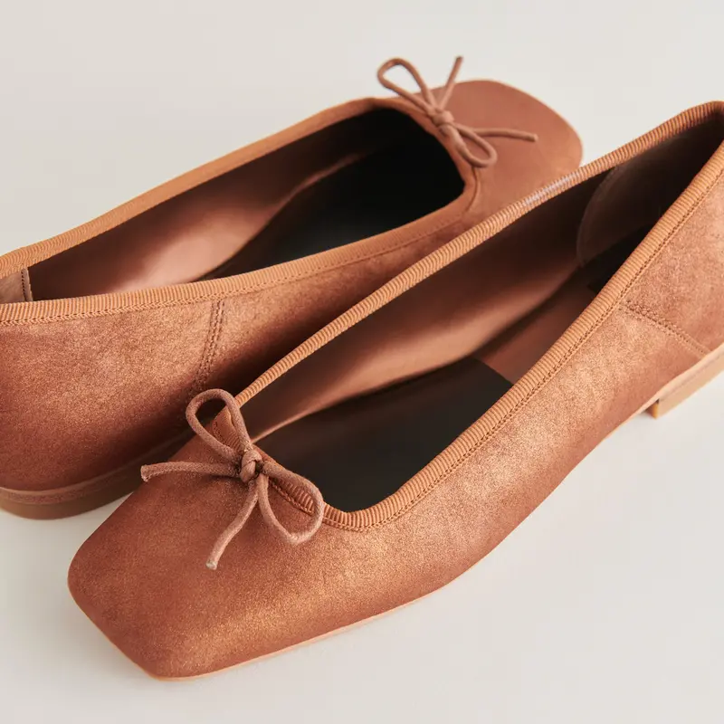 Anisa Ballet Flats Copper Metallic Suede 1