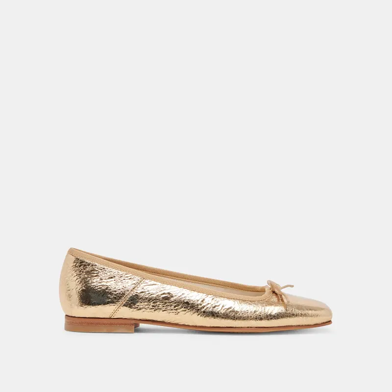 Anisa Ballet Flats Gold Distressed Leather - Re:Vita 1