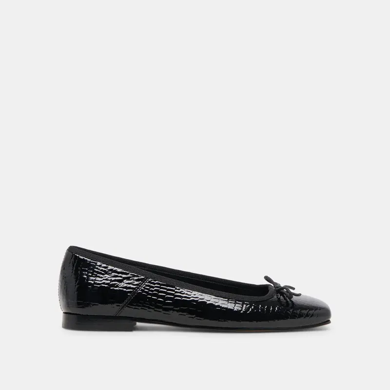 Anisa Ballet Flats Noir Embossed Leather - Re:Vita 1