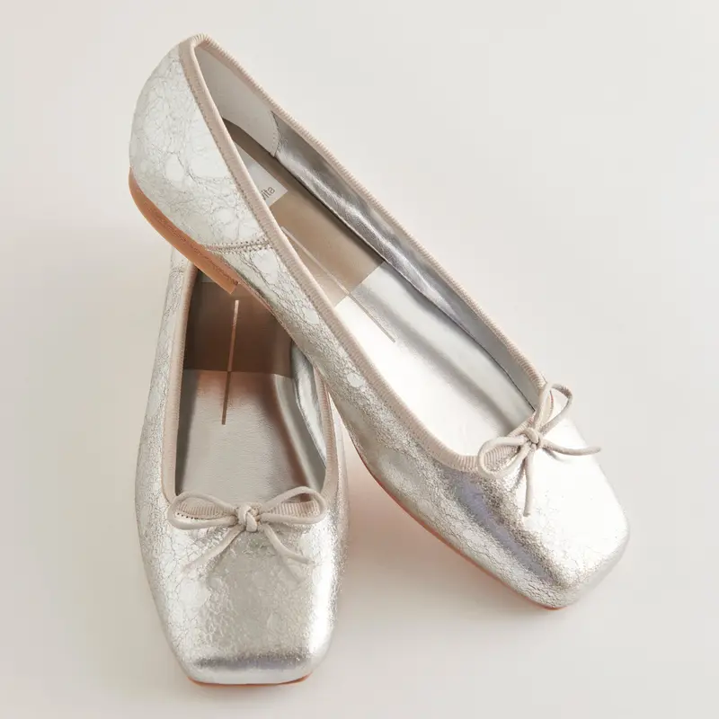 Anisa Ballet Flats Silver Distressed Leather - Re:Vita 1