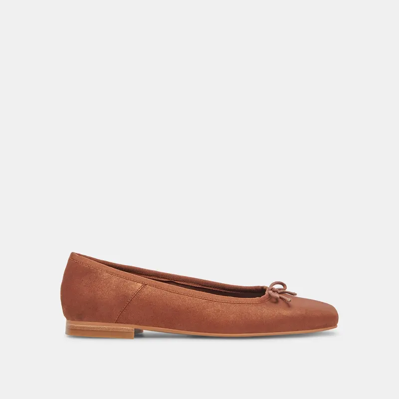 Anisa Wide Ballet Flats Copper Metallic Suede 1