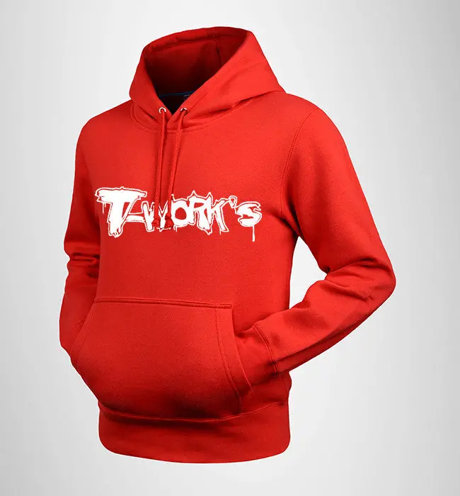 Ap-002-R Team T-Work's Hooded Sweater Red Color ( White Logo ) 1
