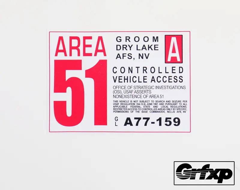 Area 51 (Groom Lake) Vehicle Access Pass Sticker 1