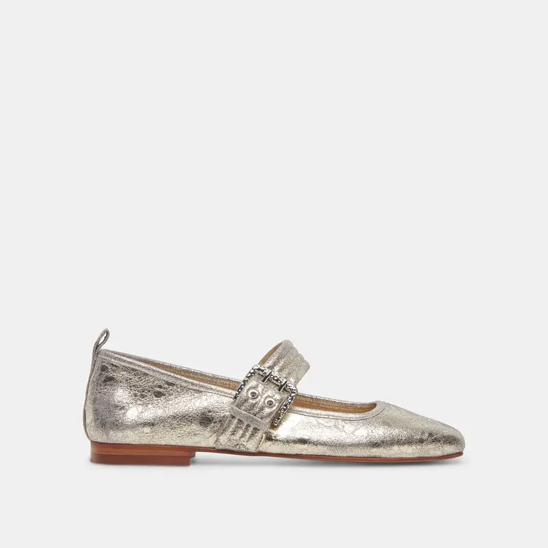 Arora Ballet Flats Platinum Distressed Leather - Re:Vita 1