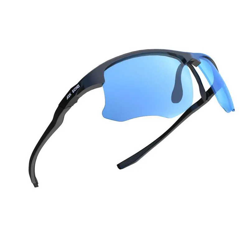 Ask Echo Golf Black Half Frame Sunglasses / Revo Blue 1