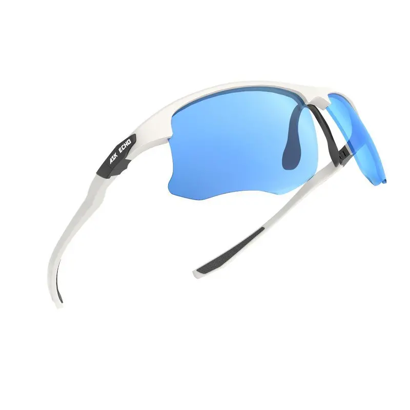 Ask Echo Golf White Half Frame Sunglasses / Revo Blue 1