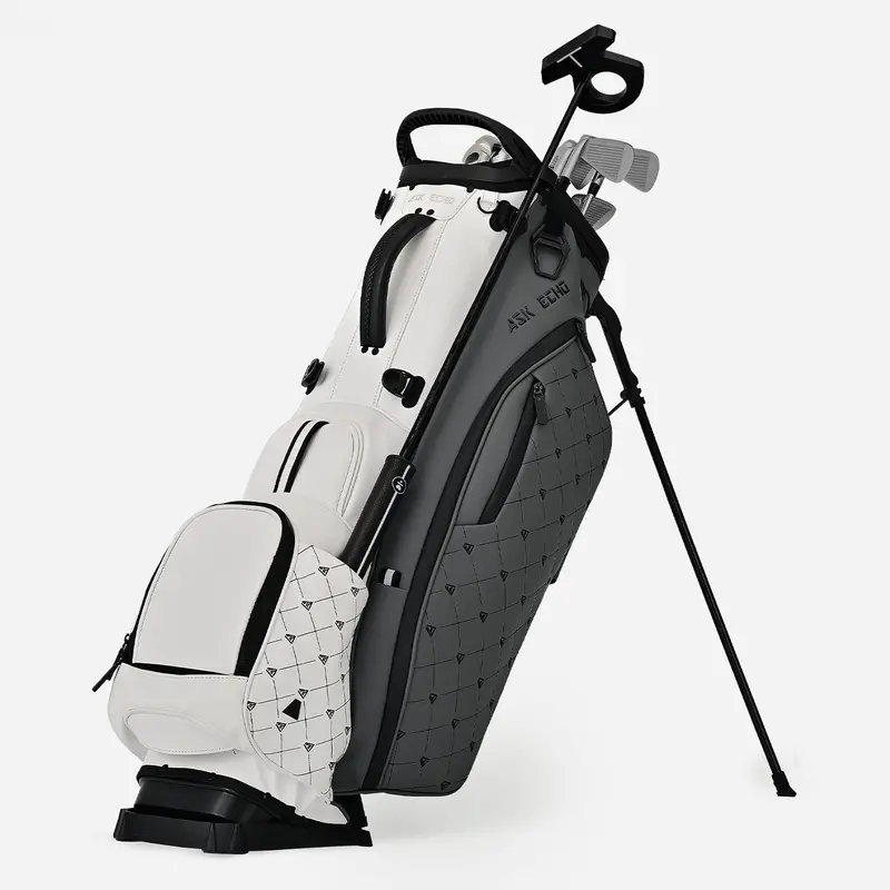 Ask Echo Prestige-14 Way Full Length Hybrid Leather Stand Bag / Grey 1