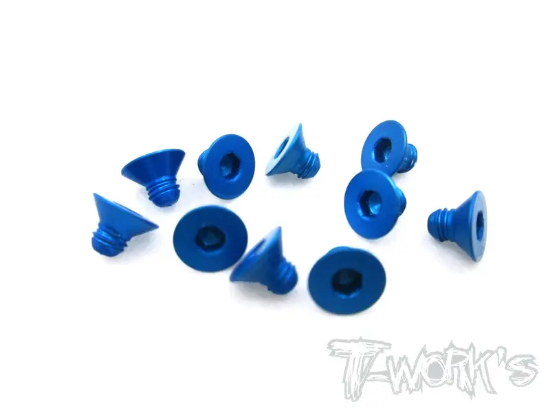 Ass-304Cdb 7075-T6 Hex. Countersink Screw (Dark Blue) 3Mm X 4Mm 10Pcs. 1