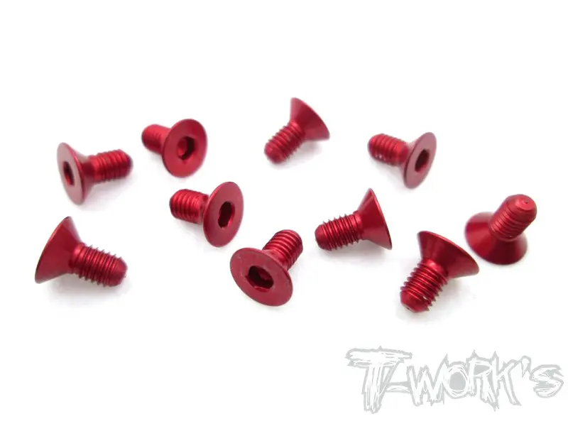 Ass-306Cr 7075-T6 Hex. Countersink Screw (Red) 3Mm X 6Mm 10Pcs. 1