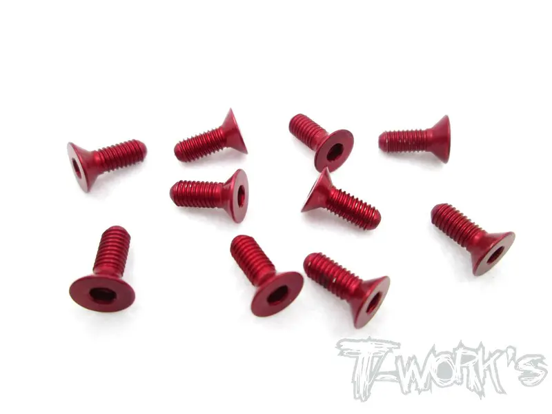 Ass-308Cr 7075-T6 Hex. Countersink Screw (Red) 3Mm X 8Mm 10Pcs. 1