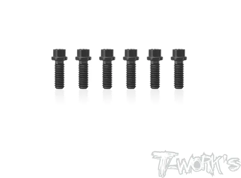 Ass-308P-Bk  1/12 Pan Car Rear Wheel Hub Screws-M3x8mm  Black  ( For Xrayx12'16/17/18/19/20/21Us/Eu/Xp10/X10'26 , Serpent S120 2019/Us/Eu)  6Pcs. 1