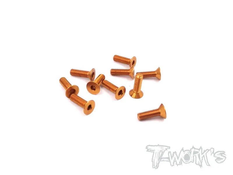 Ass-310Co 7075-T6 Hex. Countersink Screw (Orange) 3Mm X 10Mm 10Pcs. 1