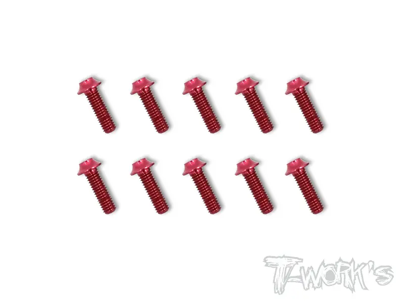 Ass-Ur 7075-T6 Hex. Socket Ufo Head Screw(Red) 10Pcs. 6