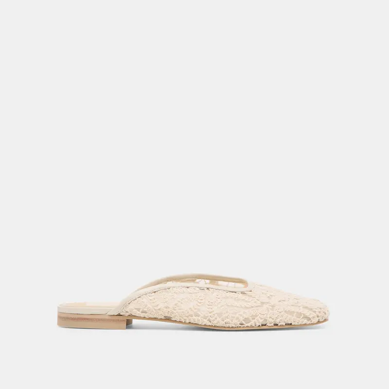 Aubrie Flats Ivory Macrame Mesh 1