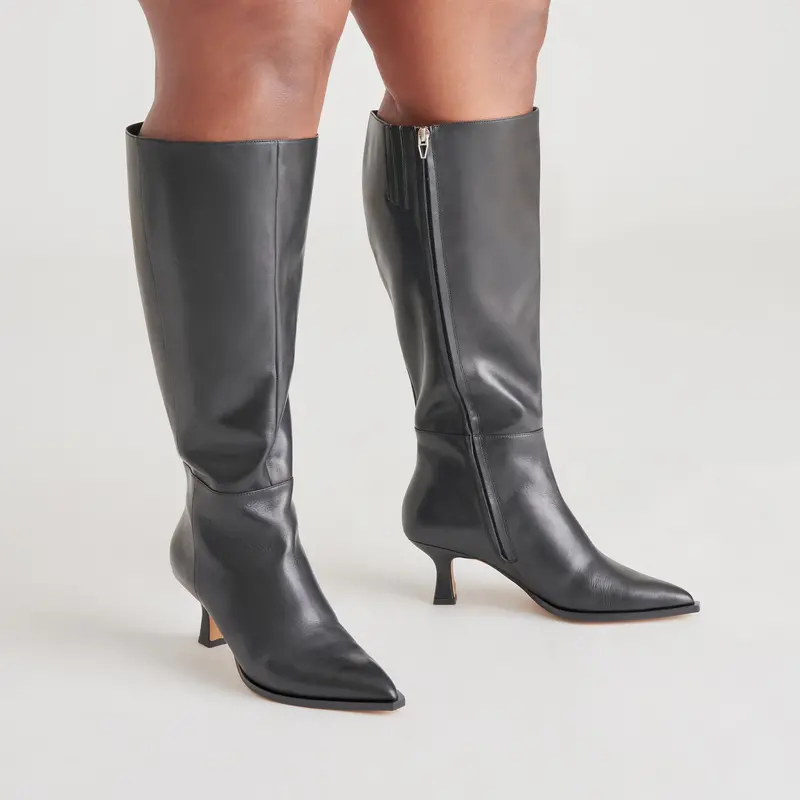 Auggie Extra Wide Calf Boots Black Leather 2