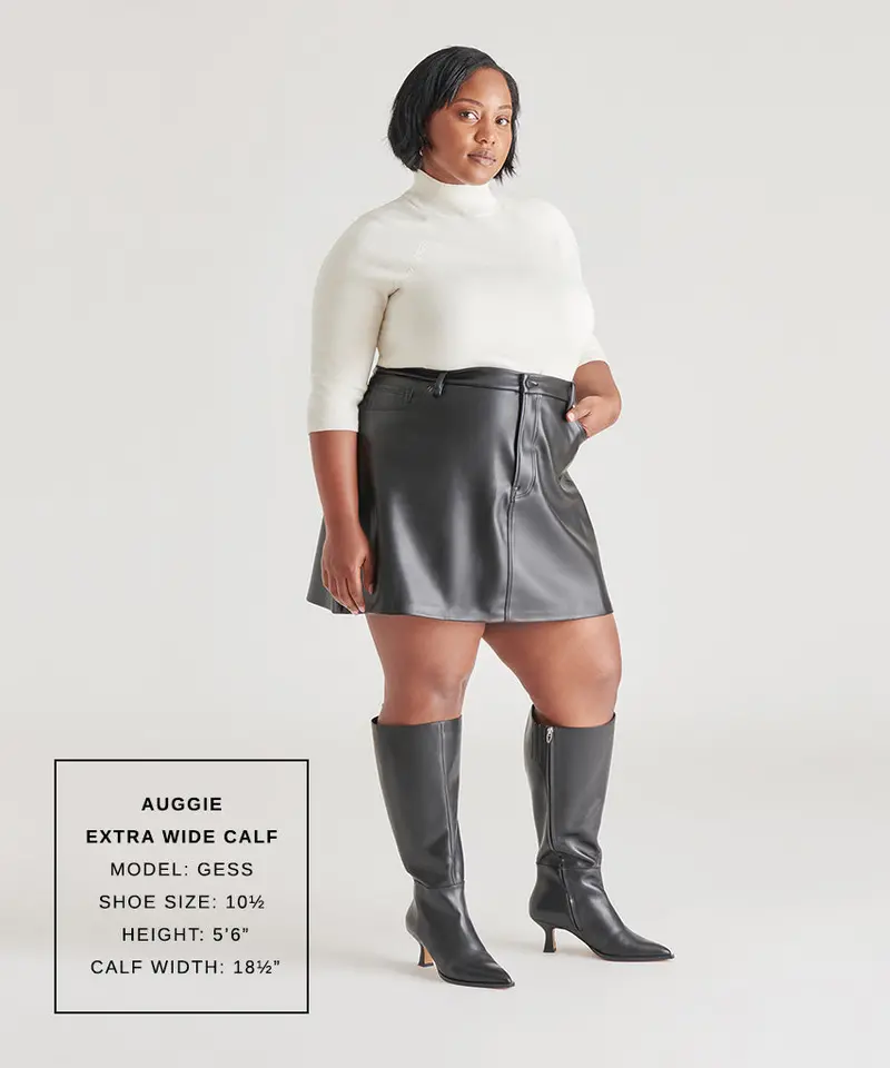 Auggie Extra Wide Calf Boots Black Leather 5