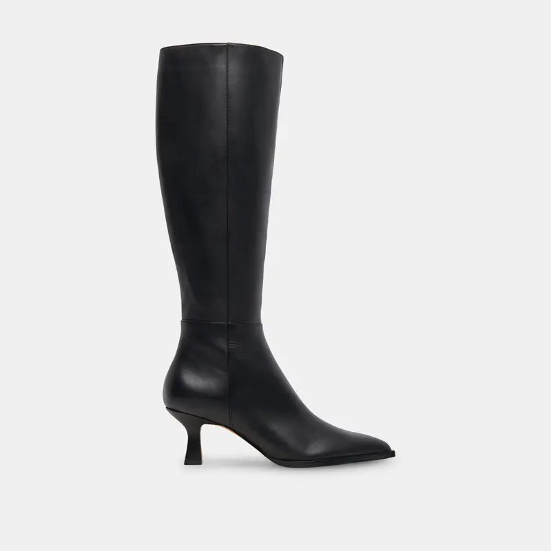 Auggie Wide Calf Boots Black Leather 1