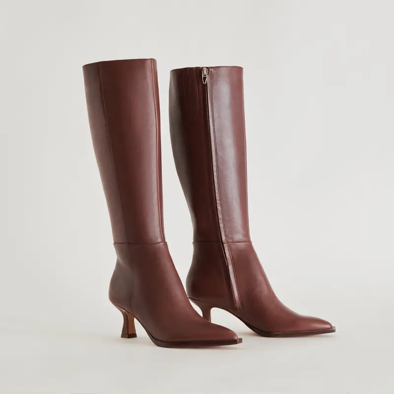 Auggie Wide Calf Boots Chocolate Leather 10