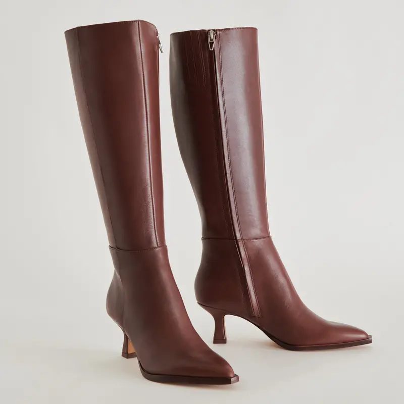 Auggie Wide Calf Boots Chocolate Leather 2