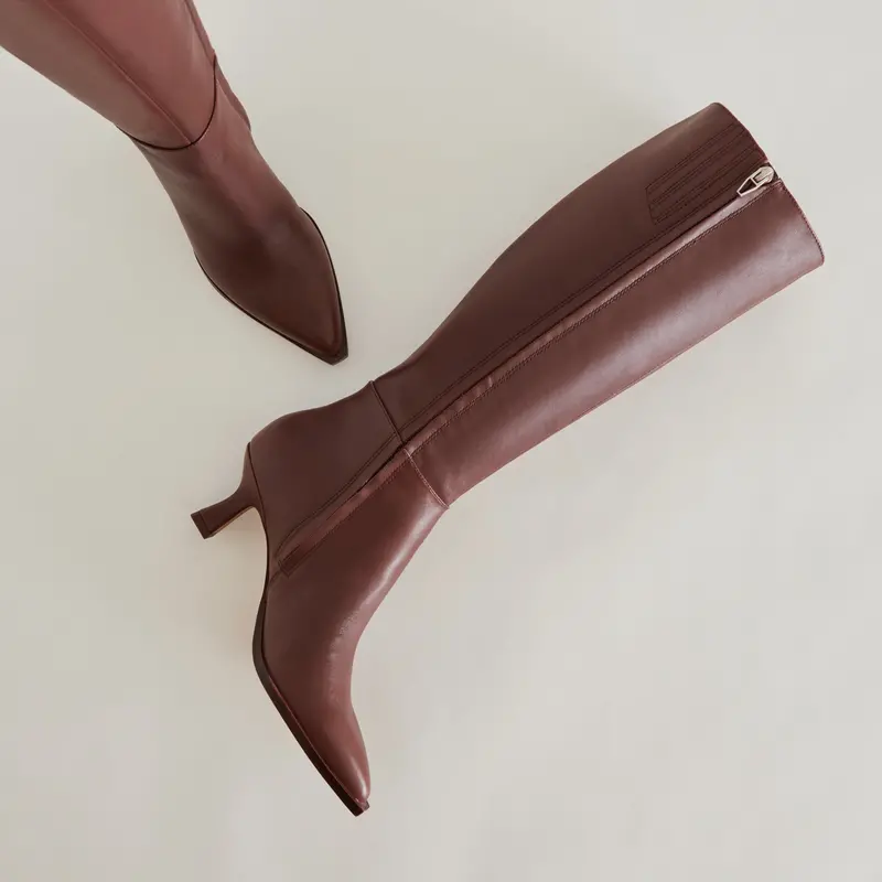 Auggie Wide Calf Boots Chocolate Leather 5