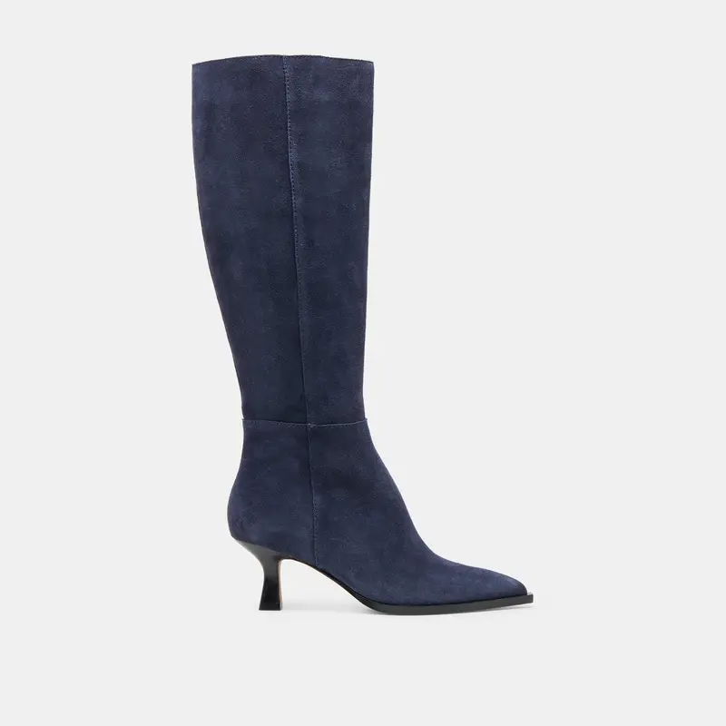 Auggie Wide Calf Boots Navy Suede 1