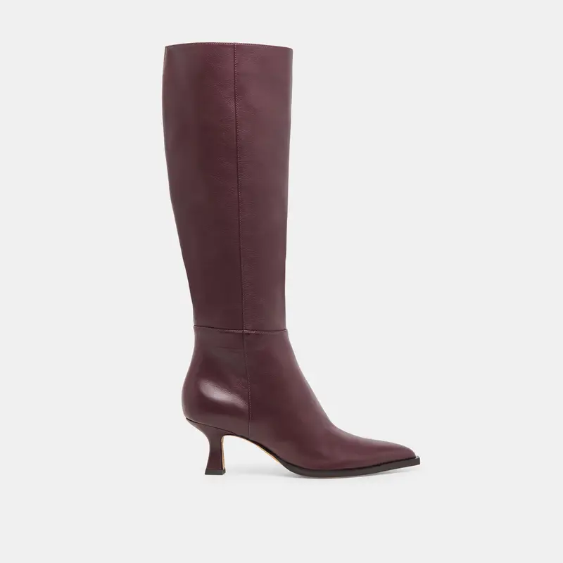 Auggie Wide Calf Boots Wine Leather 1