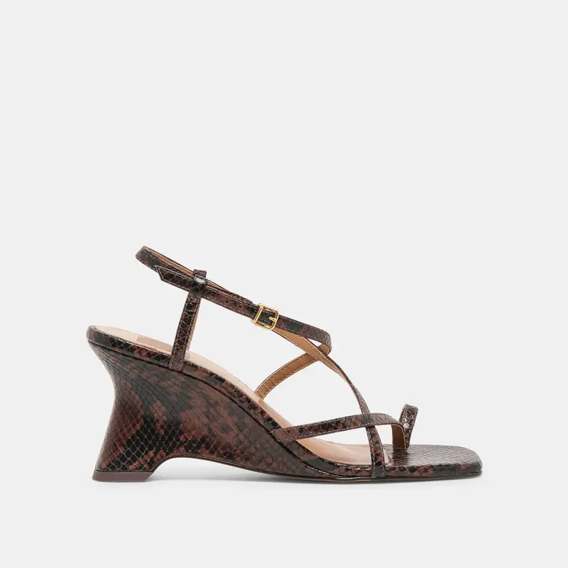 Aylee Wedges Java Embossed Leather 1