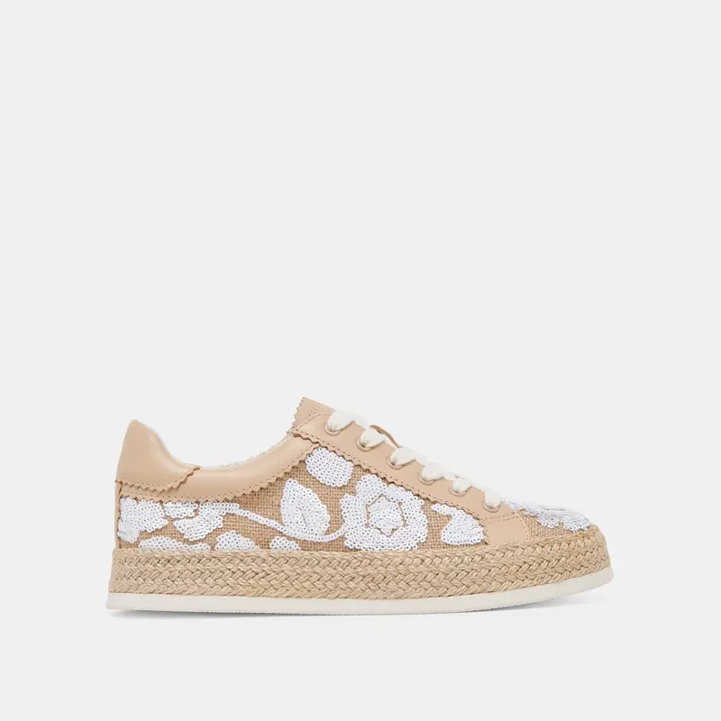 Azalia Sneakers Natural Multi Floral Sequin - Re:Vita 1