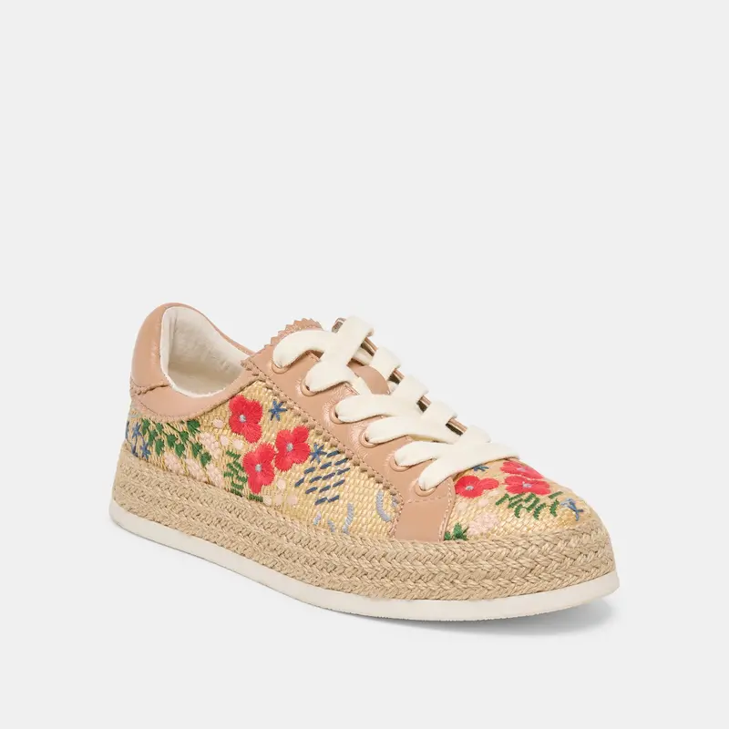 Azalia Sneakers Sand Floral Raffia 3