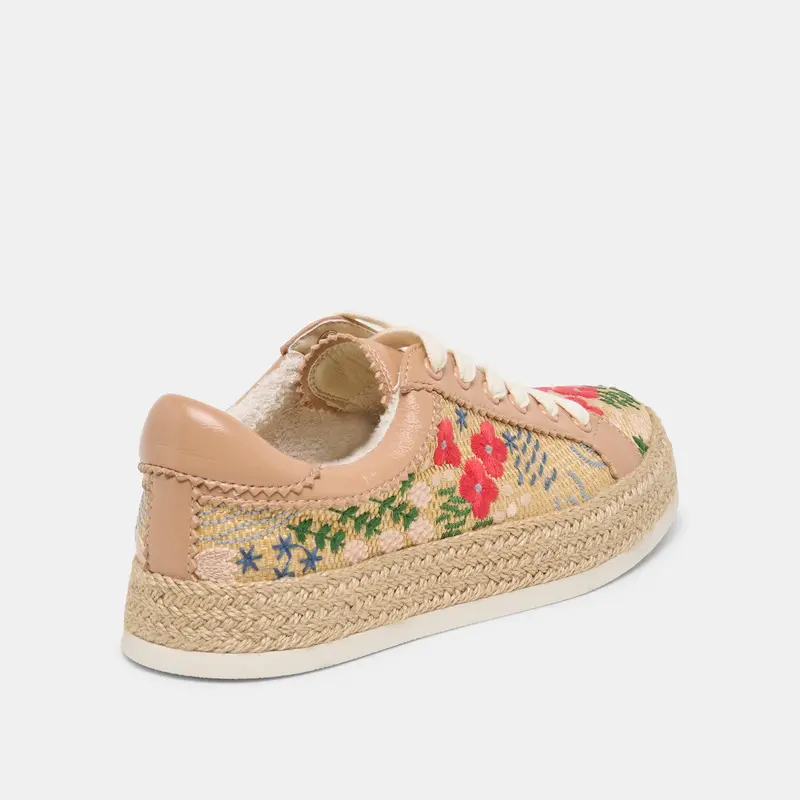 Azalia Sneakers Sand Floral Raffia 5
