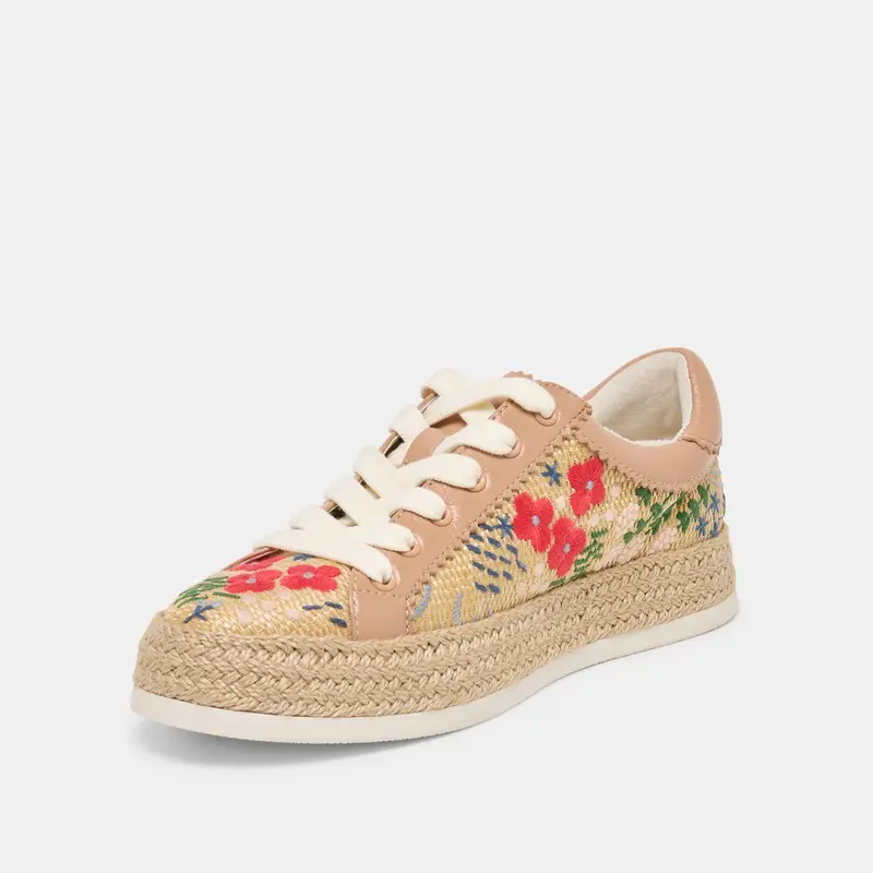 Azalia Sneakers Sand Floral Raffia 7