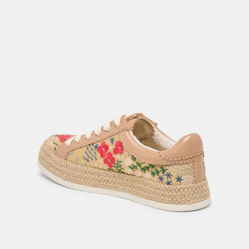 Azalia Sneakers Sand Floral Raffia 8