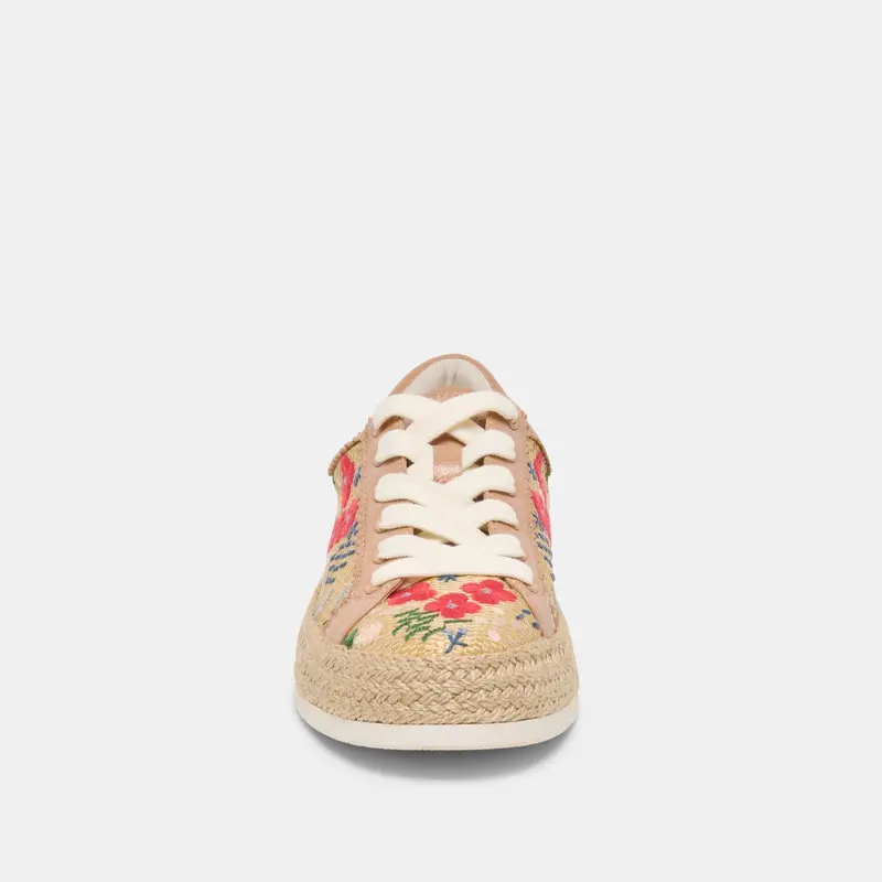 Azalia Sneakers Sand Floral Raffia 9