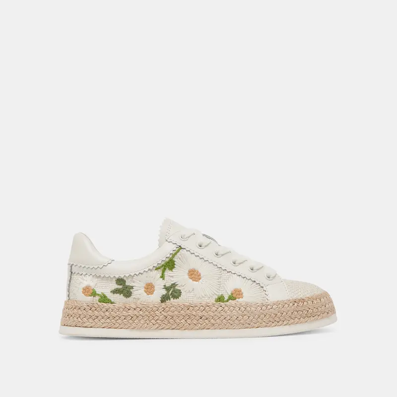 Azalia Sneakers White Floral Raffia - Re:Vita 1